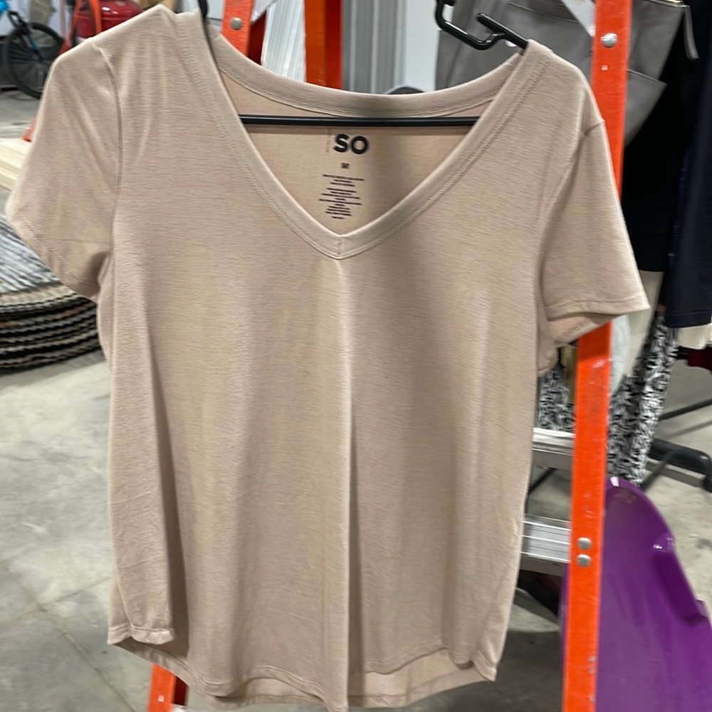 Tan SO V Neck Tee
